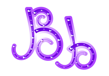 Alphabet with swirls and bright shiny balls isolated on a white background. Letter Bのイラスト素材