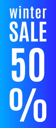 Blue tablet with an inscription indicating the Winter sale discount percentage. Template for use in commercial activities.  Pattern for business. Vector illustrationのイラスト素材