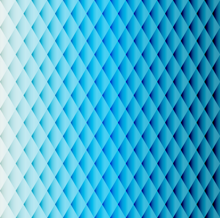 Blue geometric background. Blue color tiled  pattern of rhombuses with lighting and shadowsのイラスト素材