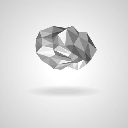 Polygonal  low poly cloud with shadow isolated on white background. Design element for weather forecasting and for a diverse other designのイラスト素材
