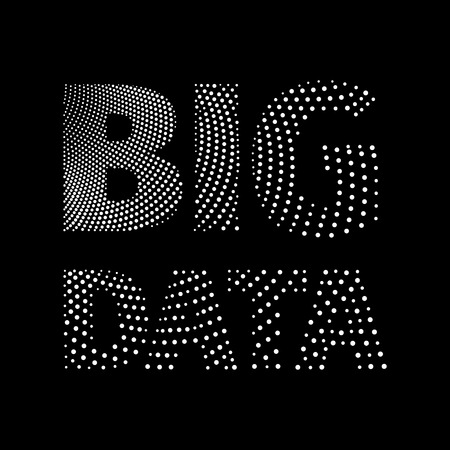 Big data conceptual inscription from a set of white dots isolated on a black background. Creative Design Templatesのイラスト素材