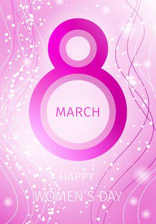 International women's day greeting card. Vector illustration with a big eight digit on a pink background.のイラスト素材