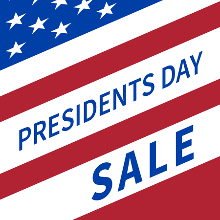 Happy Presidents Day sale banner with elements of the national flag of the United States tilted at an angleのイラスト素材