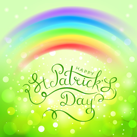 Fantastic vector illustration for Saint Patrick's Day. Feast Text inscription Happy St. Patrick's Day. For the creative design of festive posters, cards, bannersのイラスト素材