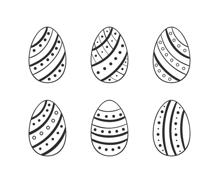 Easter egg icons collection in doodle style. Hand drawn vector illustrationのイラスト素材