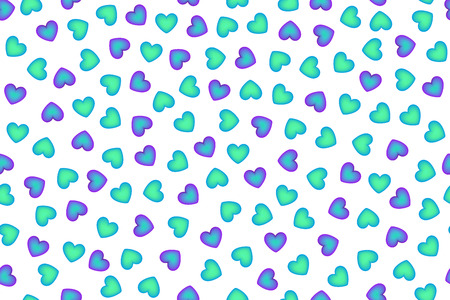 Gentle hearts vector seamless pattern. Design endless chaotic texture from tiny heart shapes. Valentine's day, wedding, birthday and other romantic events background. Shades of blueのイラスト素材