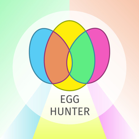 Egg Hunter Easter Flat Banner. Simple logo made from three intersecting eggs in minimalism styleのイラスト素材