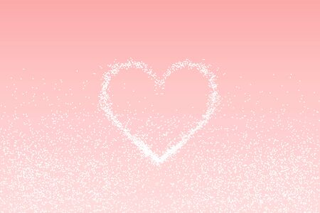 White heart of glitter light effect. Sparkling particles on pink background. Sparkle stardust vector illustrationのイラスト素材