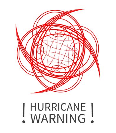 Hurricane indication. Graphic banner of hurricane warning. Icon, sign, symbol, indication of the hurricane, vortex, tornadoのイラスト素材