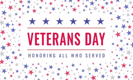 Happy and Free Veterans Day November 11th. Honoring All Who Served Greeting Card. Creative Beautiful USA Stars template background. United state of America, US design. Poster designのイラスト素材