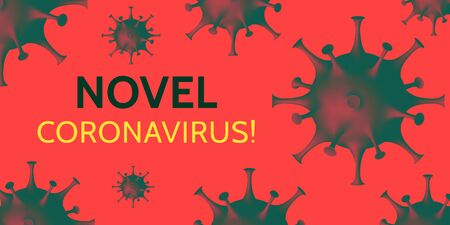 Coronavirus Danger Warning Poster. Alert banner about likelihood of contracting a coronavirus infection. Abstract coronavirus model on awesome red environment. Health Care Concept. Vector illustrationのイラスト素材