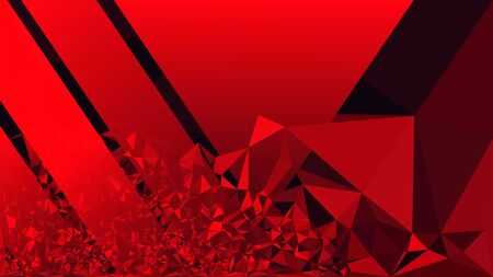 Red polygonal mosaic triangular background. Futuristic, technology creative business card design template. Cover design. Vector illustrationのイラスト素材