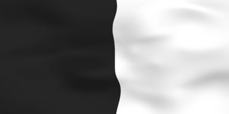 Black and white opposite abstract background. Contrast concept. Two piece material. 3d relief wavy fabric surface. Space warp distort abstraction. Modern design. 3d render illustrationの写真素材