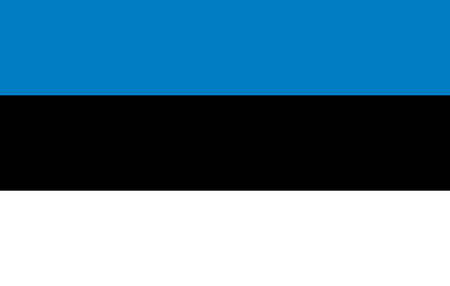 Flag of Estonia. Official flag of the Republic of Estonia with the correct proportions and colors. Three equal horizontal stripes - top blue, middle black, bottom white. Flat icon. Texture map. Vectorのイラスト素材
