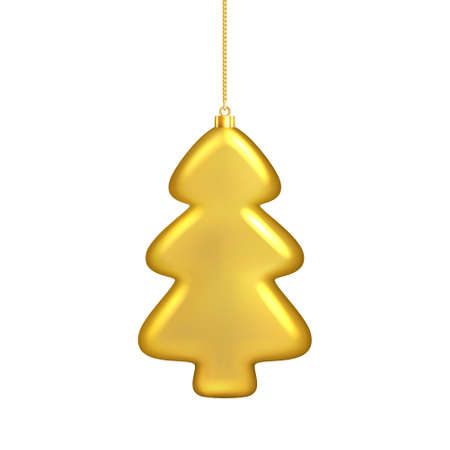 Golden Christmas Tree. Hanging Christmas Toy. Christmas Decoration. Realistic vector objectのイラスト素材