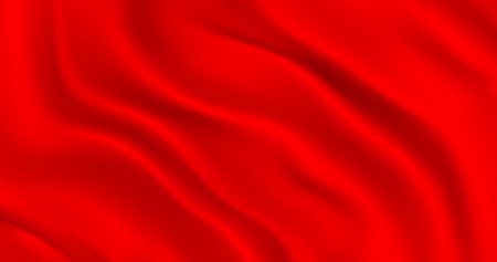 Luxurious red smooth fabric background with waves. Wavy folds of a noble textile background. Red matte fabric flutters in the wind. Decoration element for design. Vectorのイラスト素材