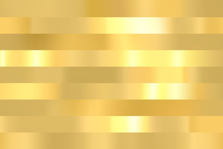 Gold foil texture background. Realistic golden vector elegant, shiny and metal gradient template for gold border, frame, ribbon design.のイラスト素材