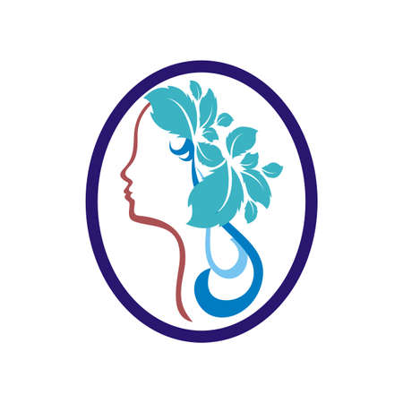 Beautiful woman silhouette with a flowersのイラスト素材