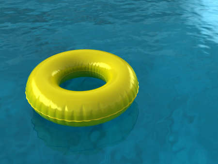 Inner Tube on Blue Pool Water.の写真素材