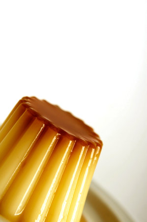 Vanilla custard on a plate on a white background for the text