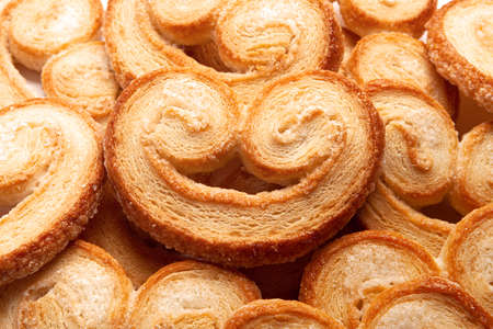 closeup Palmier puff pastry textureの写真素材