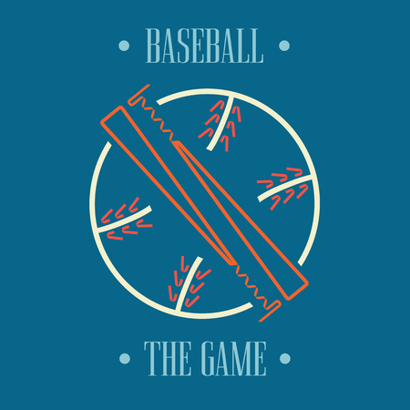 Two Baseball Bats and Ball, Sport Graphic, Label, Banner, Logo Elements. Illustration, Vectorのイラスト素材