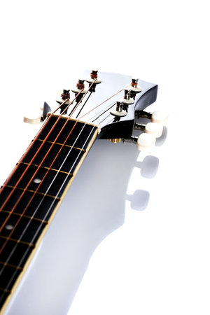 Musical instrument. Detail of a musical instrument. Strings on a guitar.