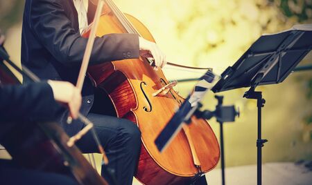 A performance by the musician with the cello.の写真素材