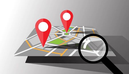 Piece of map with pins on it vectorのイラスト素材