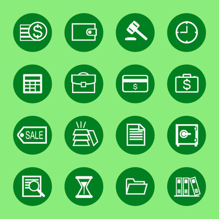 Finance and business icon set, white outlinesのイラスト素材