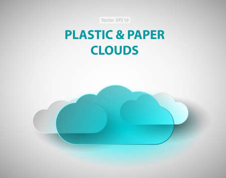 Plastic cloud realistic logo. Vector EPS 10.のイラスト素材