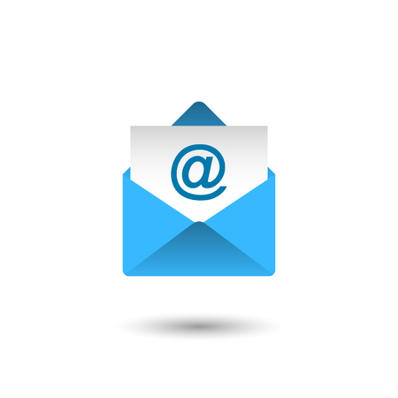 Mail envelope icon with mail symbol on paper. Drop shadow on white background.のイラスト素材
