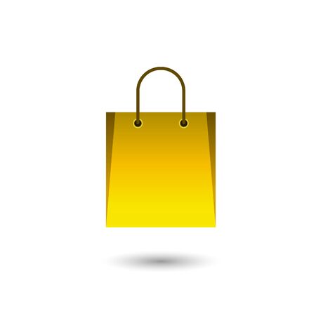 Golden shopping bag illustration on white backgroundのイラスト素材