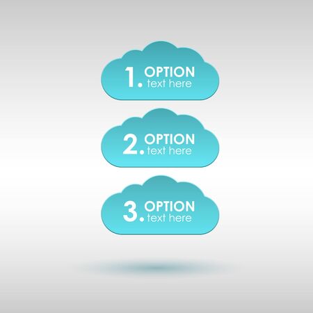 Template with three options in cloud shaped framesのイラスト素材
