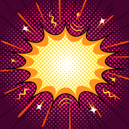 Comic speech bubble, word blast action, blank on halftone backgroundのイラスト素材