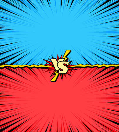 Blank comic book versus background, two heroes battle fight action introのイラスト素材