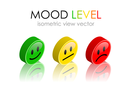 Mood level button set. Isometric style illustration with reflection.のイラスト素材