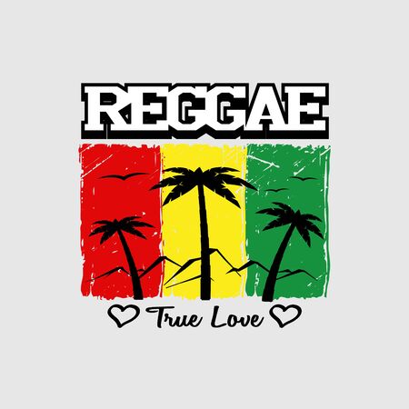 Reggae True Love, black background, graphic art design elementのイラスト素材