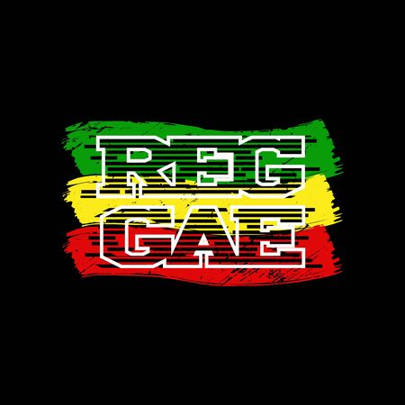 Reggae True Love, black background, graphic art design elementのイラスト素材