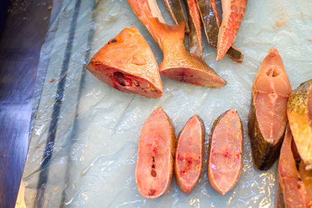 Close up of fresh red sniper  at the fish market