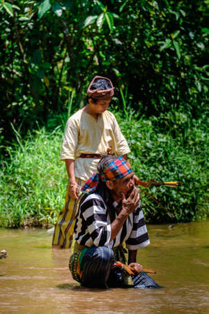 Kuantan, Malaysia - October 21st, 2017 : A group of martial artist of silat (Malay traditional self defend ) demonstrating martial art skills during Photo Outing "Senandung Anok Pahang " in Kuantanのeditorial素材