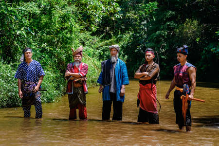 Kuantan, Malaysia - October 21st, 2017 : A group of martial artist of silat (Malay traditional self defend ) demonstrating martial art skills during Photo Outing "Senandung Anok Pahang " in Kuantanのeditorial素材