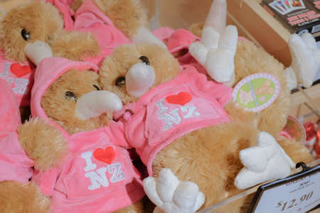 CHRISTCHURCH , NEW ZEALAND - DECEMBER 19th ,2017 : Man holding kiwi souvenir for sale in DF Souvenir.のeditorial素材