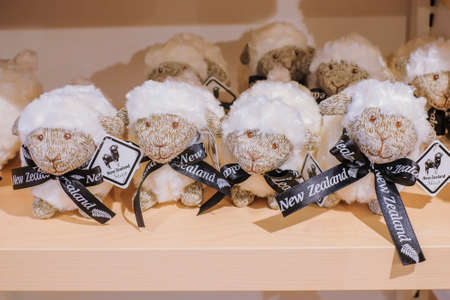 Christchurch, New Zealand â December 19th, 2017 : Sheep souvenir in DP Souvenir shop in Christchurch, New Zealand.のeditorial素材