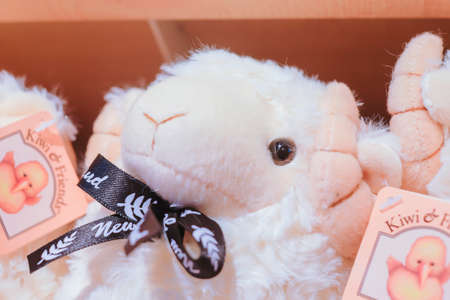 Christchurch, New Zealand â December 19th, 2017 : Sheep souvenir in DP Souvenir shop in Christchurch, New Zealand.のeditorial素材