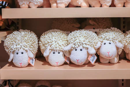 Christchurch, New Zealand â December 19th, 2017 : Sheep souvenir in DP Souvenir shop in Christchurch, New Zealand.のeditorial素材