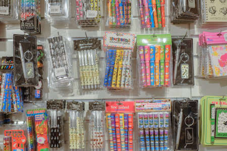 Christchurch, New Zealand â December 19th, 2017 : Various  souvenir for sale  in DP Souvenir shop in Christchurch, New Zealandのeditorial素材