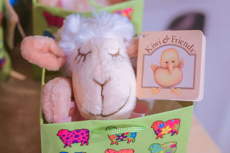 Christchurch, New Zealand â December 19th, 2017 : Sheep souvenir in DP Souvenir shop in Christchurch, New Zealand.のeditorial素材