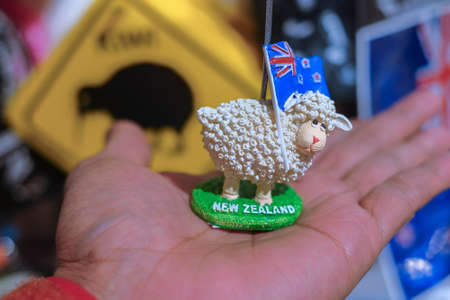 Christchurch, New Zealand â December 19th, 2017 : Sheep souvenir in DP Souvenir shop in Christchurch, New Zealand.のeditorial素材