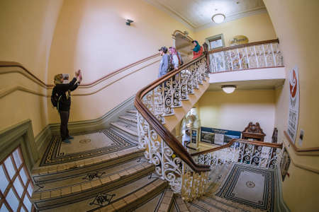Dunedin, New Zealand â December 18th, 2017:   Staircase in Dunedin Railway Station, Otago, New Zealand.のeditorial素材